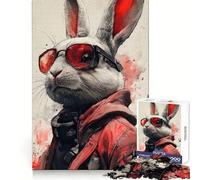 Cool Rabbit with Red Sunglasses 1000 Piece Jigsaws for Adults Puzzle Reason Skill, Rich Detail, Happy Challenge, Perfect Art (50x75cm)