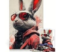 Cool Rabbit with Red Sunglasses Jigsaw Puzzle for Teenagers 1000 Pieces Mental Boost, Clean Cut, Fun Challenge, Birthday Present (38x26cm)