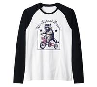 Cool Raccoon Riding Tricycle We Ride at Dawn Raglan Baseball Tee