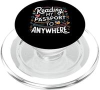 cool reading my passport to anywhere book lovers reader art PopSockets PopGrip for MagSafe