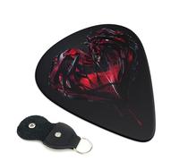 Cool Red And Black Heart Printed Guitar Picks 6 Pcs Guitar Plectrum Acoustic Electric Guitar Pick For Bass Electric Acoustic Guitars Ukulele Thin Medium Thick Set 0.96mm