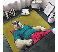 Cool Red Bear-A Print Area Rugs for Living Room Bedroom, Washable Soft 3x5 Throw Rugs Non Slip Carpet for Bedroom Decor Aesthetic 60x39 inches