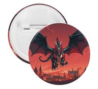 Cool Red Black Dragon Badge Metal Round Pins, Lightweight Brooch for Backpack, Fashion Button Pins Badge for Shirts, Jackets, Shawl Coat, Unisex, 12PCS, Tinplate, metal round pins
