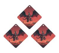 Cool Red Black Dragon Car Air Freshener, 3 Pcs Rhombus Hanging Air Freshener Cards, Long Lasting Fragrance Scented Cards for Car, Home, Office White-style