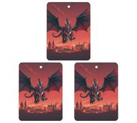 Cool Red Black Dragon Car Air Freshener, 3 Pcs Square Hanging Air Freshener Cards, Long Lasting Fragrance Scented Cards for Car, Home, Office Gray-style