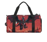 Cool Red Black Dragon Gym Bag for Men Women, Waterproof Gym Tote Bags, Large Duffel Bag for Travel Workout
