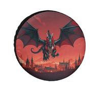 Cool Red Black Dragon Spare Tire Cover, 36inch Oxford Wheel Protector Travel Accessories, Waterproof Dustproof Wheel Tire Covers for RV Jeep SUV Camper Truck