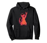 Cool Red Dragon Rock Hand Sign Punk Fantasy Graphic With Pullover Hoodie