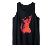 Cool Red Dragon Rock Hand Sign Punk Fantasy Graphic with Tank Top