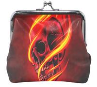 Cool Red Flame Skull Women's Coin Purses & Pouches Kiss Lock Girls Small Change Purse, 4.53" x 4.13" / 11.5 x 10.5 CM