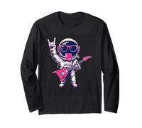 Cool Retro Astronaut Guitar Player Space Theme Design Long Sleeve T-Shirt