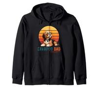 Cool Retro Cavapoo Dad Funny Vintage Dog Owner Zip Hoodie