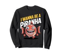 Cool Retro Cheerful Vintage Aesthetic Teeth Detailed Piranha Sweatshirt