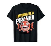 Cool Retro Cheerful Vintage Aesthetic Teeth Detailed Piranha T-Shirt