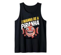 Cool Retro Cheerful Vintage Aesthetic Teeth Detailed Piranha Tank Top