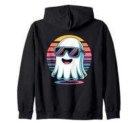 Cool Retro Ghost in Sunglasses - Halloween Vaporwave Vibes Zip Hoodie