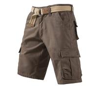 Cool Retro Men's Shorts with Large Pockets for Outdoor Leisure Comfortable Work Trousers Summer Casual Fashion, coffee, 34
