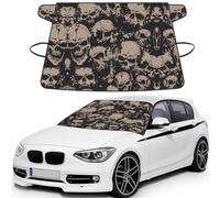 Cool Retro Skull Graphics Printed Car Windshield Snow Cover, Waterproof Windshield Cover for Ice, Snow & Sun, Fits Most Cars & SUVs - 69x42.5''