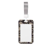 Cool Retro Skull Graphics Printed Id Badge Holder with Neck Strap Vertical Waterproof Name Card Holder for Office School