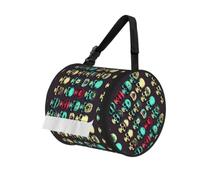 Cool Retro Skull Head Graphics Print Cylinder Tissue Organizer Bag With Strap, Portable Toilet Roll Holder For Camping Car