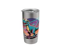 Cool Retro Synthwave Skateboard T-Rex Tee Design Stainless Steel Insulated Tumbler