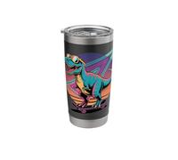 Cool Retro Synthwave Skateboard T-Rex Tee Design Stainless Steel Insulated Tumbler