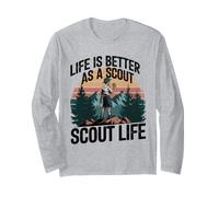 Cool Retro Vintage Style Scouting Life Kids Boys Outdoors Long Sleeve T-Shirt