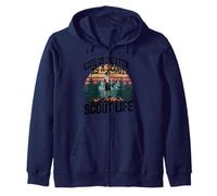 Cool Retro Vintage Style Scouting Life Kids Boys Outdoors Zip Hoodie