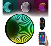 Cool Rgb 3D Mirror Tunnel Light Illusion Mirror Lamp with Remote Control, Infinity Neon Wall Lamp with Multicolor Mood Effects for Bedroom or Gaming Setup C-70cm/27.6"