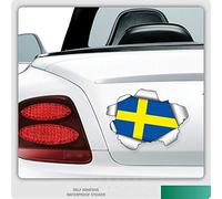 Cool Ripped/Torn Metal Effect Swedish Flag - Vinyl Wall, Car, Decal Sticker 125mm by 95mm