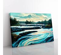 Cool River Art Canvas Wall Art Print Ready to Hang, Framed Picture for Living Room Bedroom Home Office Décor, 76x50 cm (30x20 Inch)