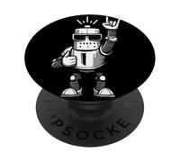 Cool Robot Rock Hand Sign Visor Cartoon Graphic Mascot Funny PopSockets Adhesive PopGrip