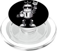 Cool Robot Rock Hand Sign Visor Cartoon Graphic Mascot Funny PopSockets PopGrip for MagSafe