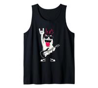 Cool Rock Cat Guitarist Funny Animal Retro Style Design Tank Top