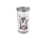 Cool Rock Dog Guitar Playing Husky Funny Pet Design Stainless Steel Insulated Tumbler