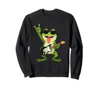 Cool Rock Frog Guitar Player Cartoon Funny Animal Design Sweatshirt