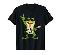 Cool Rock Frog Guitar Player Cartoon Funny Animal Design T-Shirt