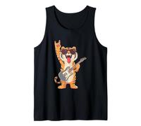 Cool Rock Tiger Guitar Player Funny Animal Design Tank Top