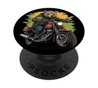 Cool Rocker Bear with Nice Motorcycle for Boys and Girls PopSockets Adhesive PopGrip