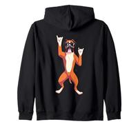 Cool Rockstar Dog Funny Pet Lover Boxer Breed Design Zip Hoodie