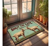 Cool Room Accessories For Teens Boys Shut The Gate Or Catch The Goat: A Humorous Farm Scene Doormat Outdoor Paw Mat Gifts For Home Decor(40X60CM)