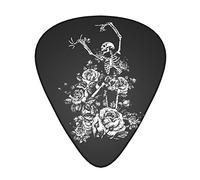 Cool Rose Dance Skull Skeleton Guitar Picks For Acoustic Guitar Mandolin Bass Electric Guitar 12-Pack Includes Thin Medium Heavy Gauges