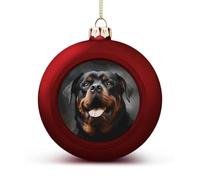 Cool Rottweiler Dog Art Christmas Balls Ornaments 4PCS Christmas Tree Hanging Ball Personalization Red-Style Xmas Trees Ball Pendant for Holiday Party Decoration Supplies