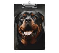 Cool Rottweiler Dog Art Clipboard Retractable Hanging Tab Clip Board Plastic Clipboard Nursing Clipboards Nurse, Doctor, Cute Design for Standard Size 12.5 X 8.5Inch