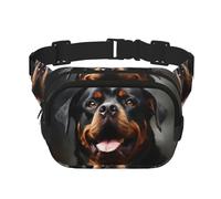 Cool Rottweiler Dog Art Fanny Pack For Women Waterproof Adjustable Belt Bags Waist Pack Fashion Casual Crossbody Bags Bum Bag For Running Workout Hiking Traveling, Black, One Size