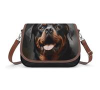 Cool Rottweiler Dog Art Leather Shoulder Bag for Women Classic Crossbody Purse Leather Tote Bag Handbag Purse Small Shoulder Bags for Shopping, Style, One Size