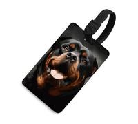 Cool Rottweiler Dog Art Luggage Tag TPU Bag Tag Travel Airplane Essentials Personalized Luggage Tags Holder with Lanyard Name Id Identifier Card for Suitcase Backpack Toolbox