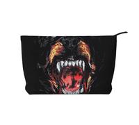 Cool Rottweiler Dog Art Printed Make up Bag for Women Corduroy Makeup Bags Zipper Travel Cosmetic Bags Pouch Organizer