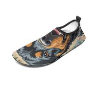 Cool Rottweiler Dog Art Water Shoes for Men Women, Lightweight Stretch Swim Shoes with Anti-Slip Rubber Sole, Quick-Dry Aqua Socks for Pool, Beach, Surfing, Style, 4 Women/4 Men