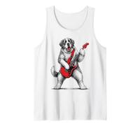Cool Saint Bernard Lover Electric Guitar Player Rock Dog Tank Top